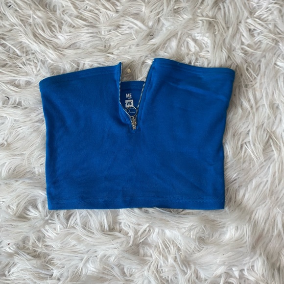Blue zip crop top - Picture 1 of 3